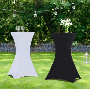 4 Tables haute mange debout nappées blanches