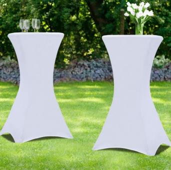 4 Tables haute mange debout napp&eacute;es blanches