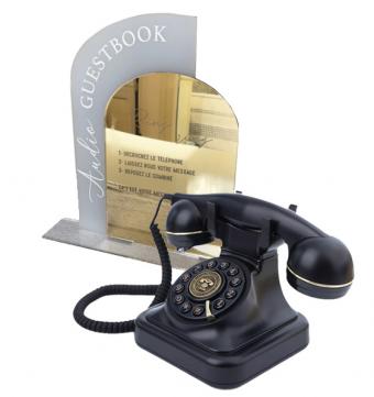 Téléphone livre d'or NOIR + panneau or