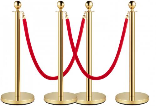 4 Poteaux de guidage avec cordon rouge