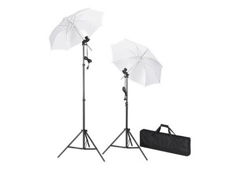 Kit studio photo - 2 lampes + 2 pieds + 2 parapluies