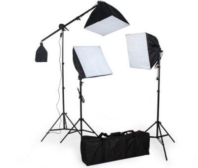 Kit éclairage studio 3 Lampes + Softbox + Trépieds